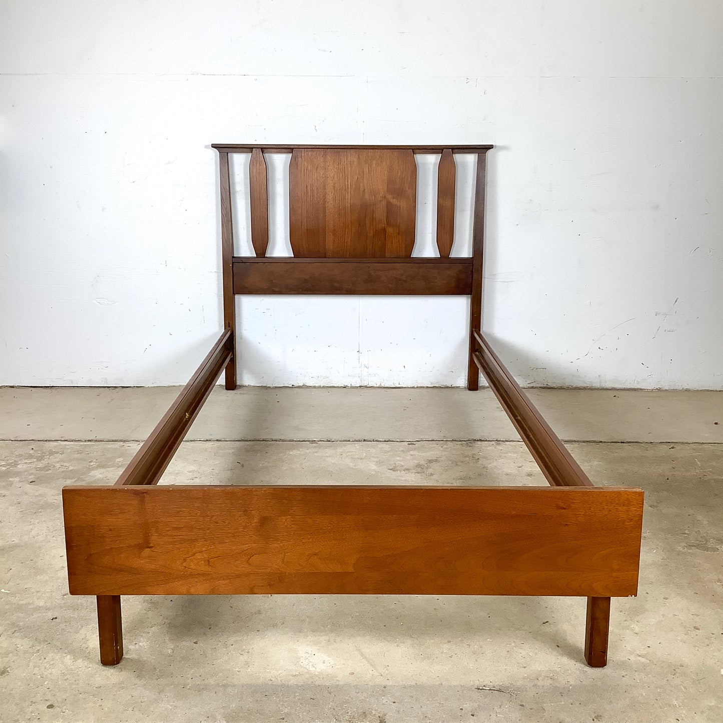 Mid-Century Walnut Twin Bed Frame – Vintage Modern Design