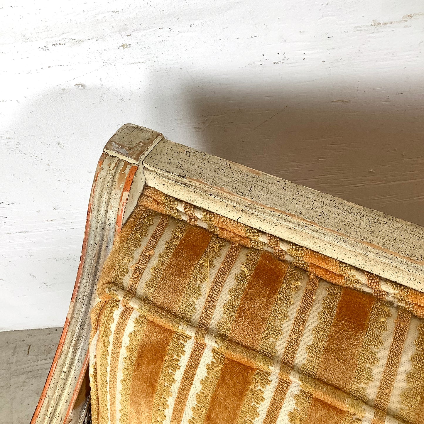 French Louis XVI Style Cane Settee With Elegant Striped Upholstery