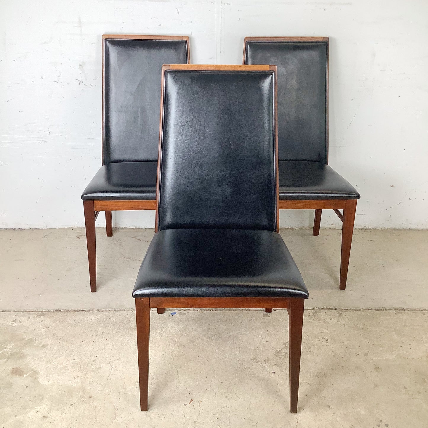 Set of Three Dillingham Furniture Walnut High-Back Dining Chairs