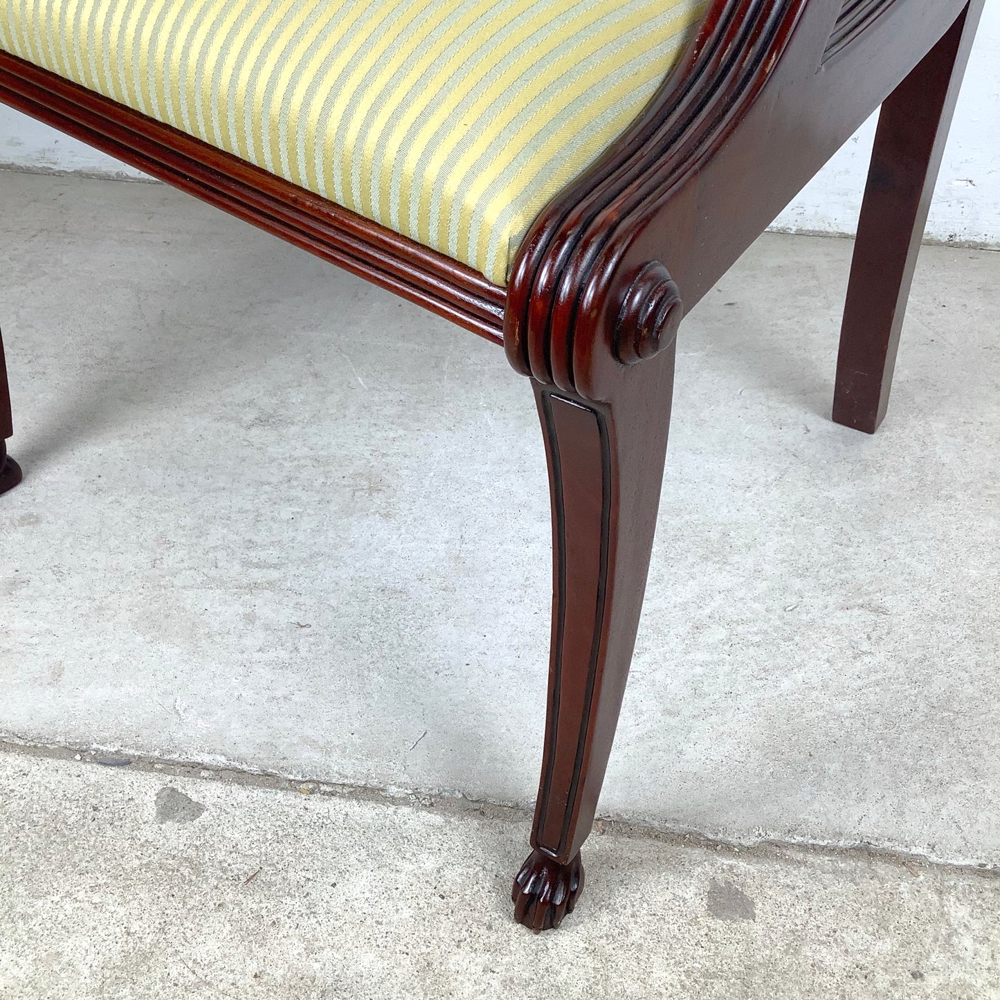 Elegant Vintage Lyre-Back Mahogany Accent Chair With Upholstered Seat
