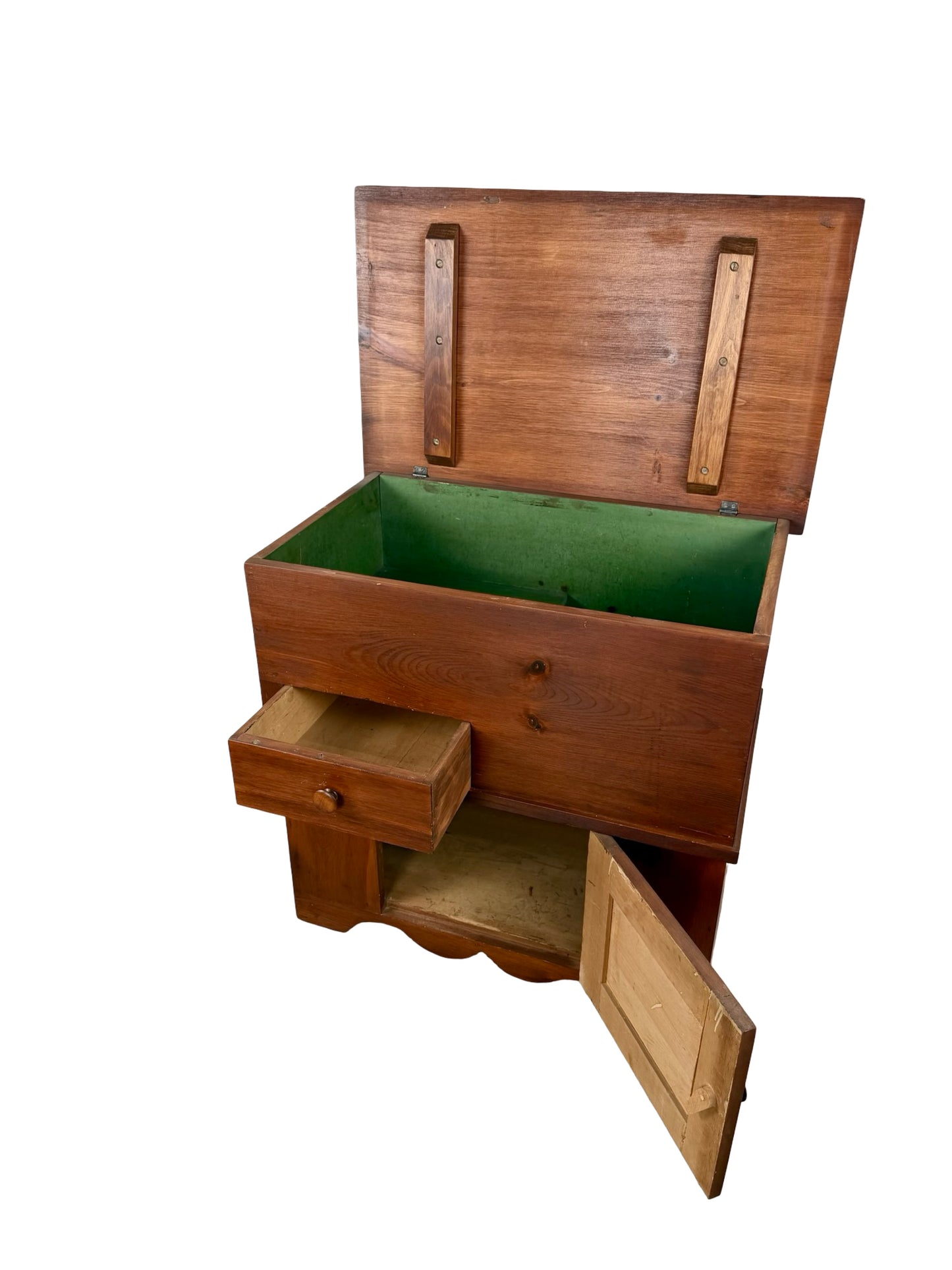 Rustic Pine Dry Sink Storage Cabinet with Lift Top, Drawer & Cupboard