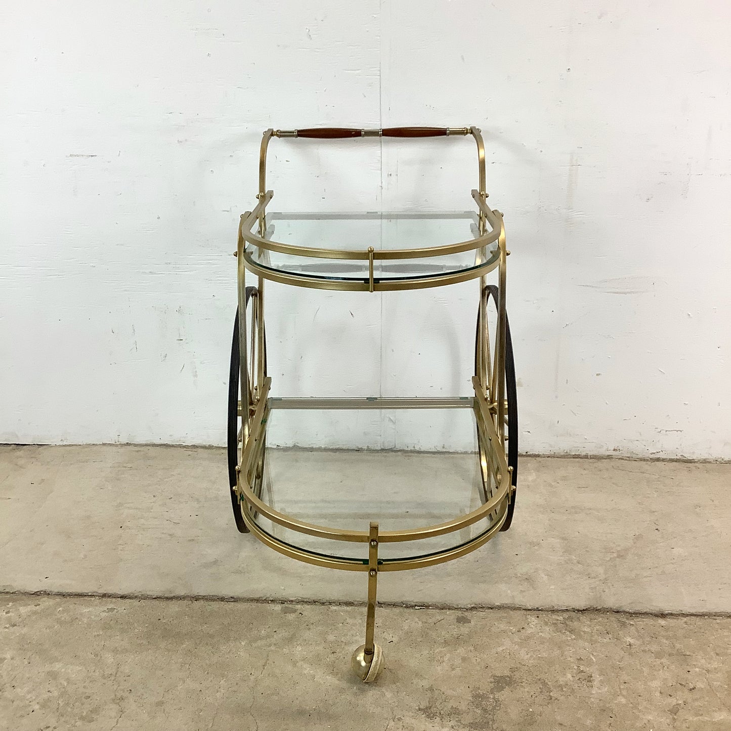 Vintage Brass and Glass Bar Cart or Tea Trolley