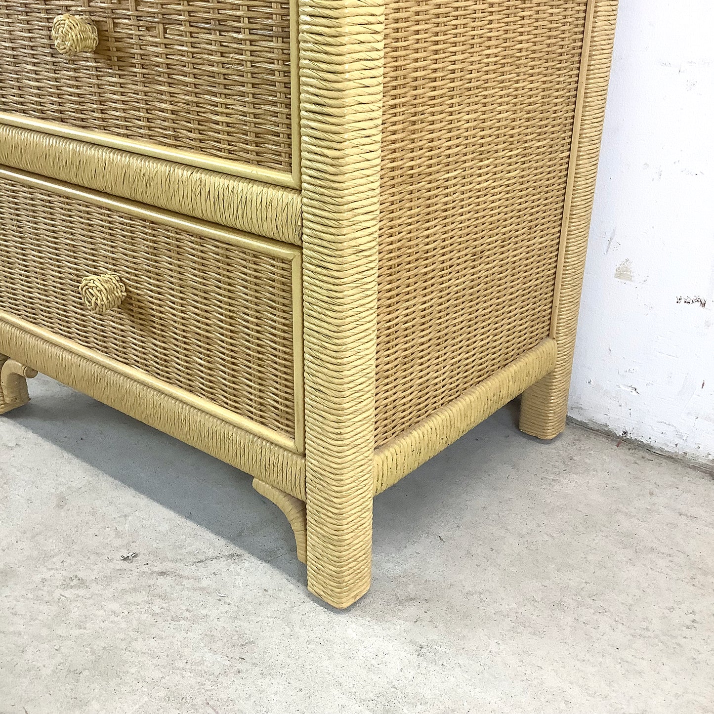 Vintage "Wicker" Two Drawer Nightstand by Henry Link