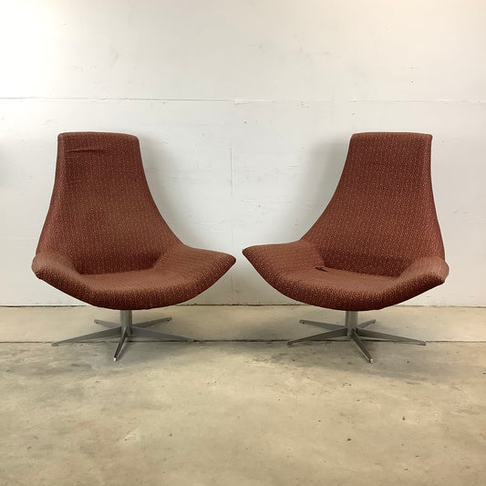 Pair Italian Modern Swivel Lounge Chairs
