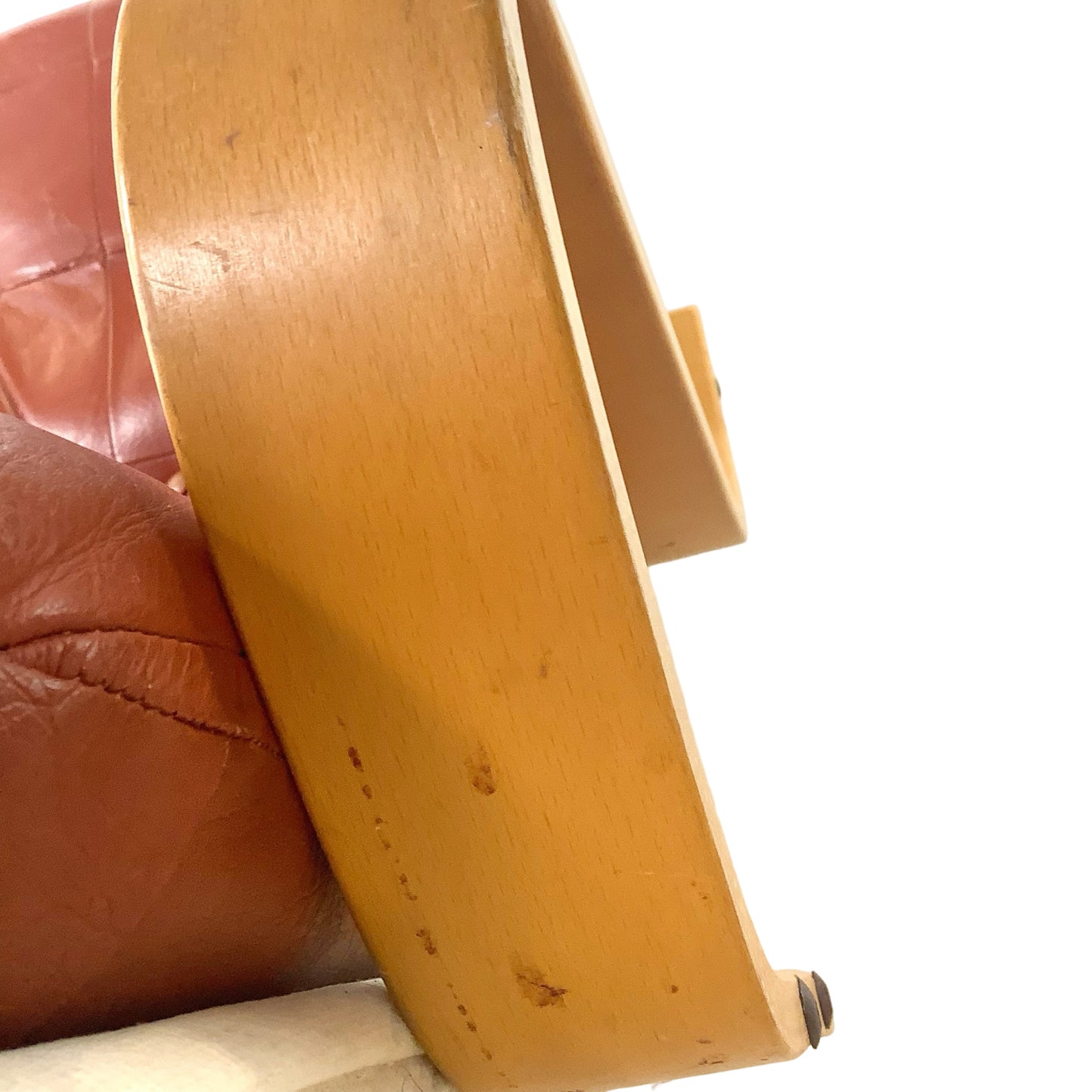 Mid-Century Modern Style Tufted Swivel Lounge Chair - Cognac & Bentwood