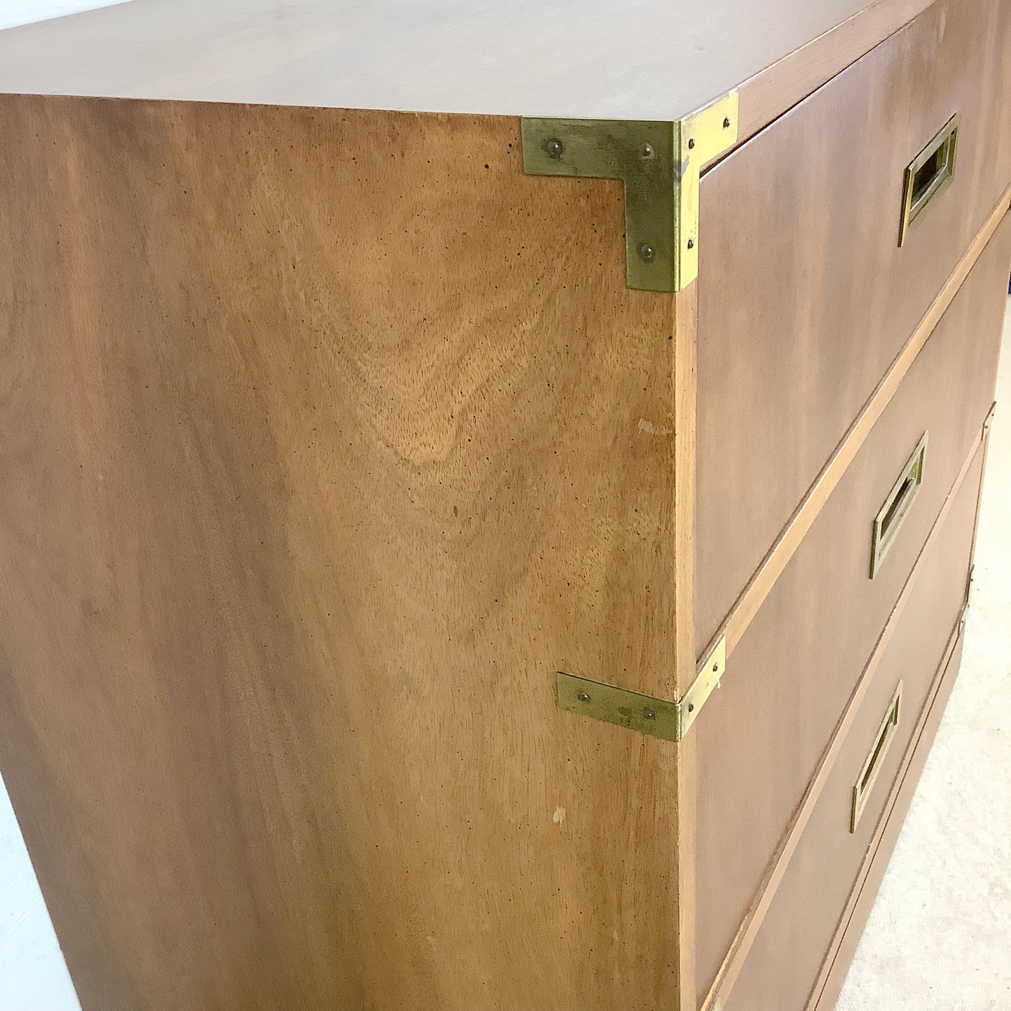Vintage Three Drawer Campaign Dresser