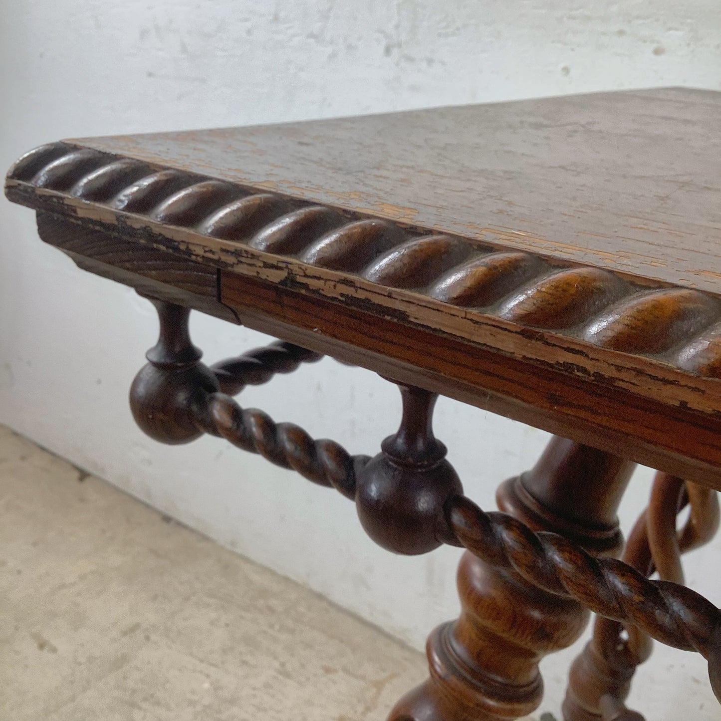Antique Wood Table with Ball and Claw Feet