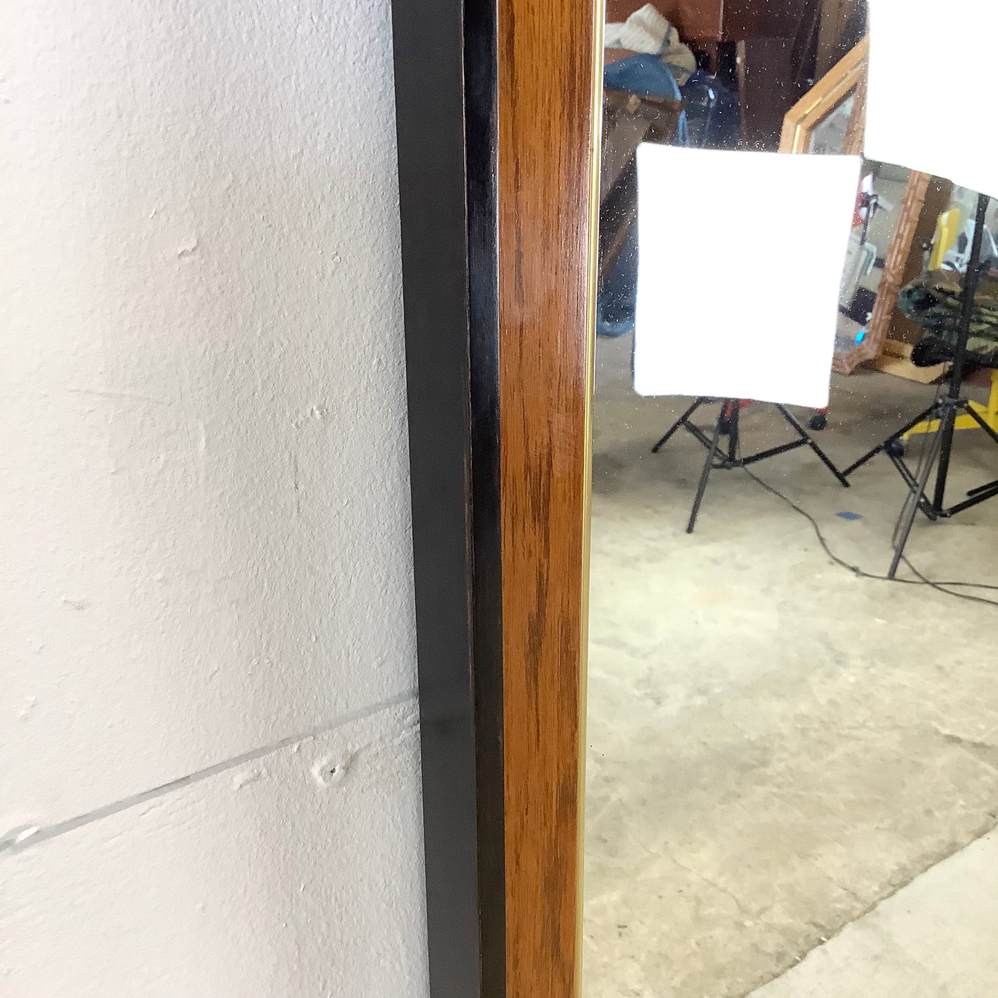 Drexel Heritage Attributed Burl Wood and Brass Wall Mirror