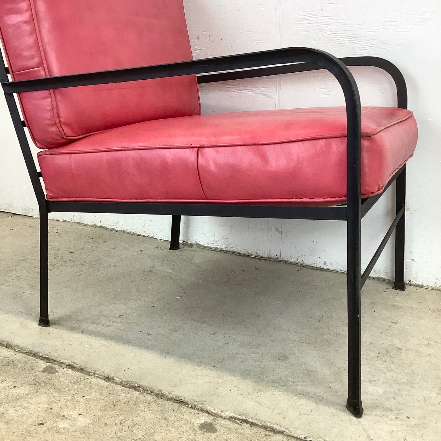 MCM Wrought Iron Patio Chair with Ottoman