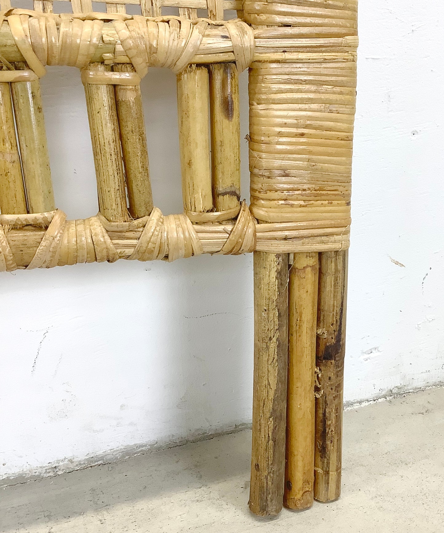 Vintage Coastal Arch Rattan Headboard- Twin