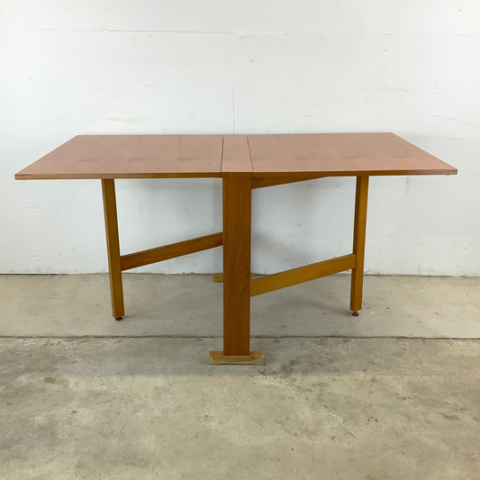 Petite Danish Modern Drop Leaf Teak Dining Table