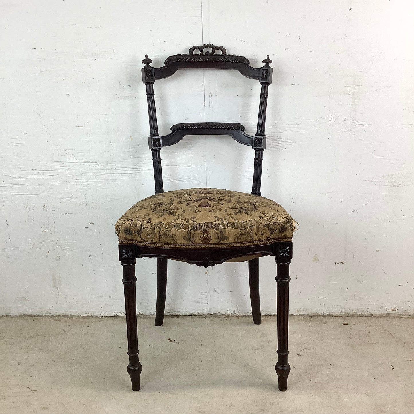 Graceful Napoleon III Style Side Chair with Floral Upholstery