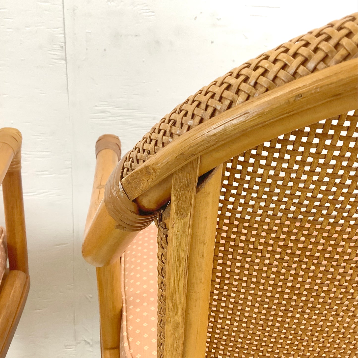 Vintage Modern Rattan Swivel Chairs- Four