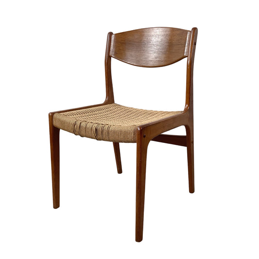 Vintage Danish Modern Teak Side Chair | Paper Cord Seat | In the Manner of Niels Otto Møller | c. 1960s