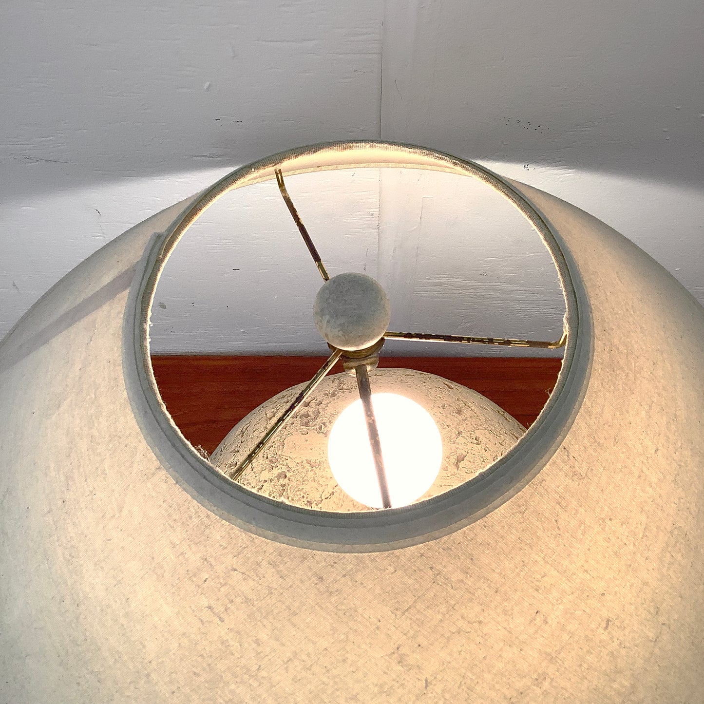 Coastal Modern Orb Lamp in Natural Coral Stone With Shade