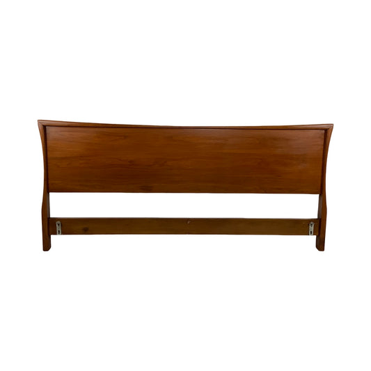Sculptural MCM Walnut King Headboard
