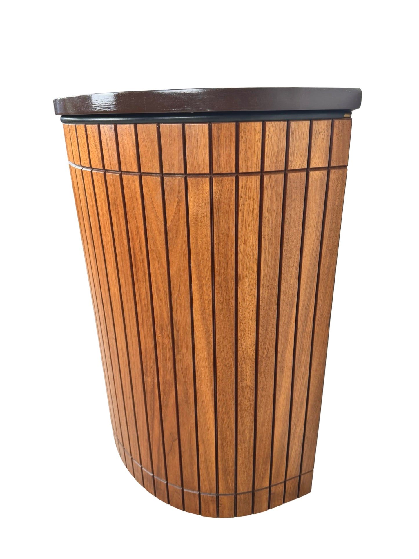 Vintage Mid-Century Slatted Wood Hamper