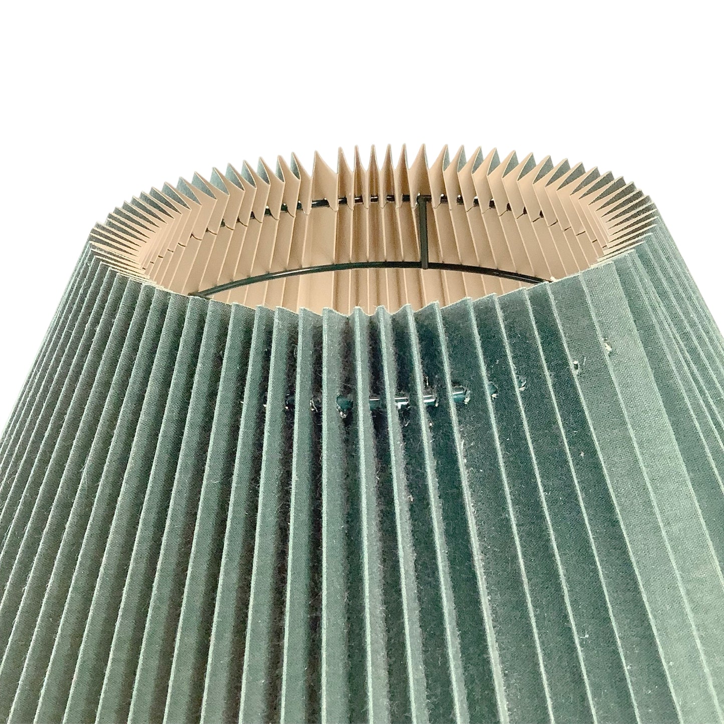 Vintage Hunter Green Brass Lamp, Pleated Fabric Shade, Traditional Hollywood Regency