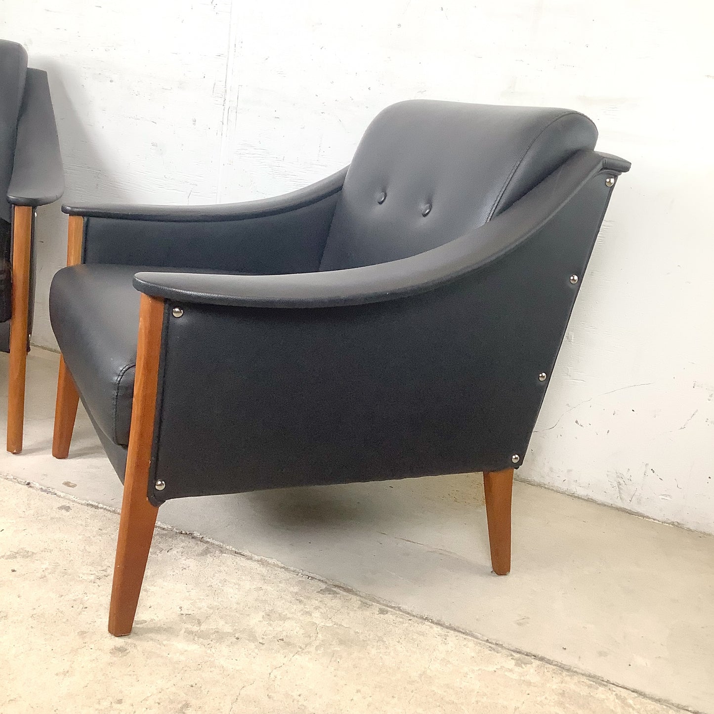 Pair Modern Gio Ponti Style Armchairs