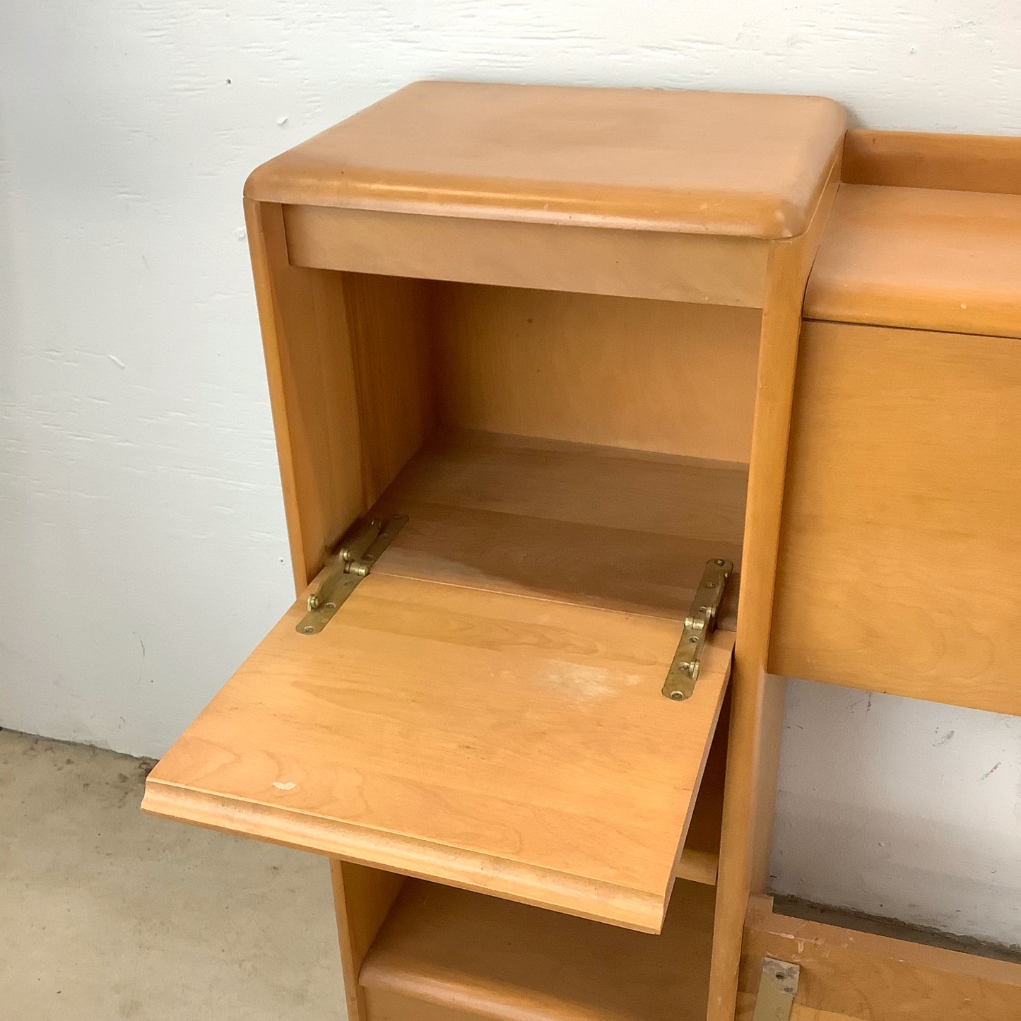 Vintage Storage Headboard With Built in Nightstands by Heywood-Wakefield