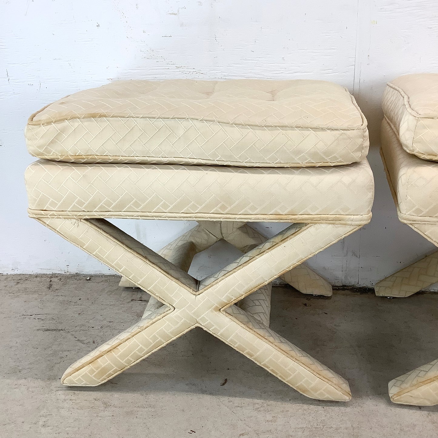Pair Vintage X-Base Regency Benches