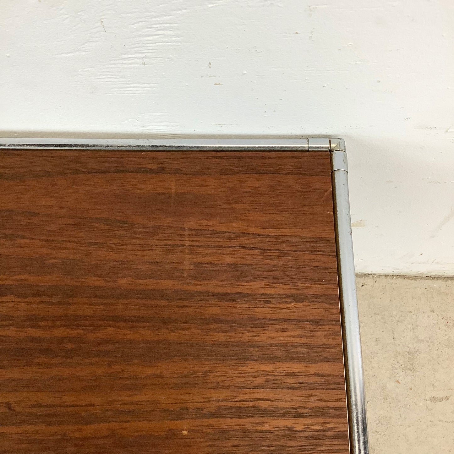 Vintage Chrome Cube Frame Table With Walnut Top
