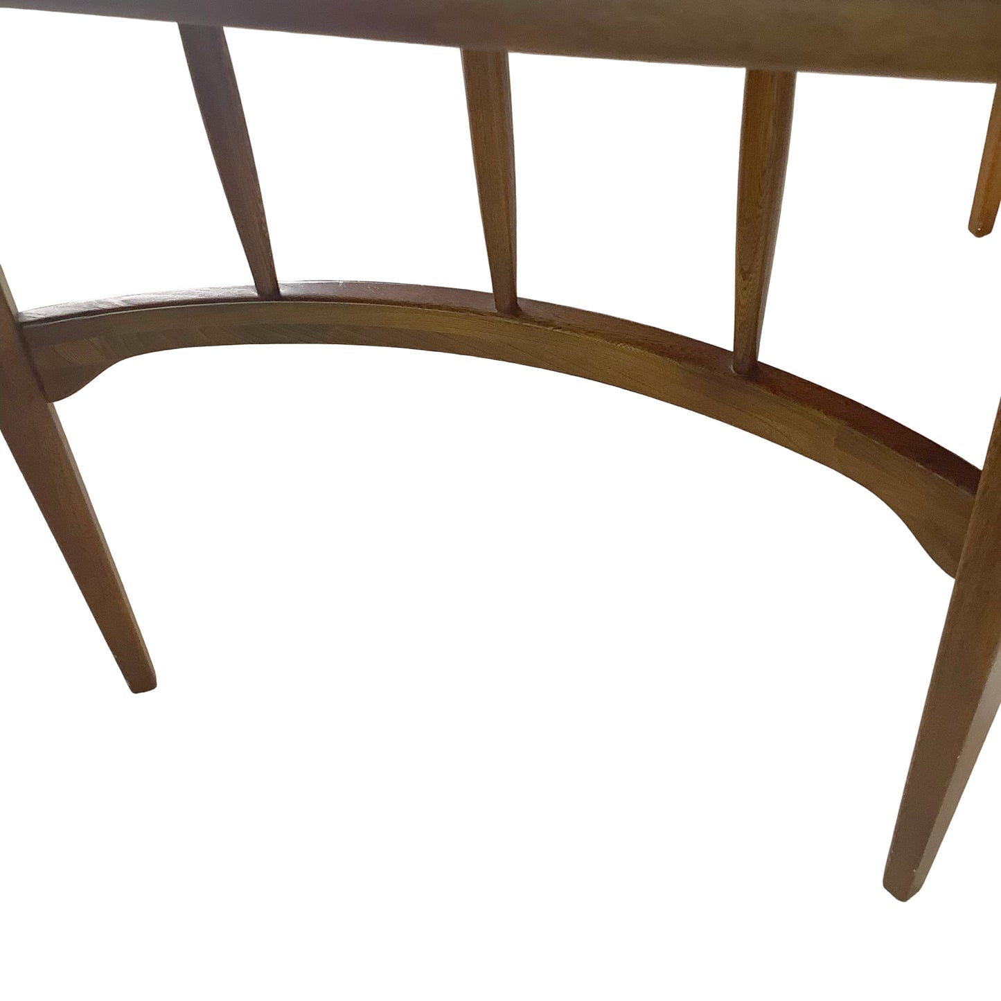 Mid-Century Walnut Spindle Trestle Dining Table w/ Leaves
