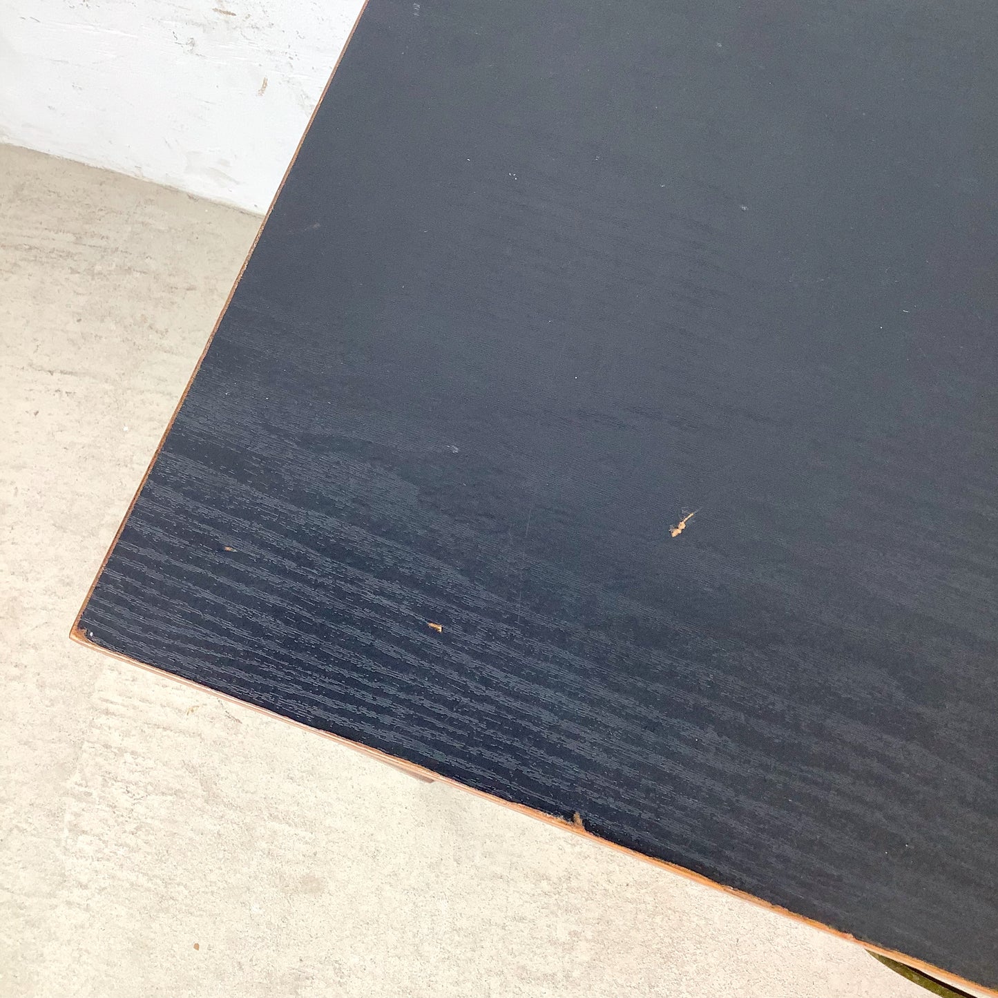 Mid-Century Nightstand with Black Top and Lower Shelf