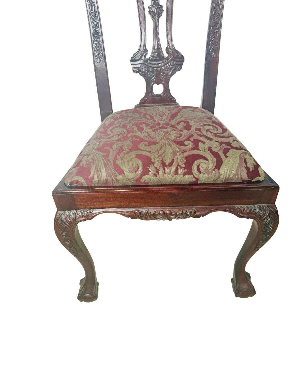 Set of 4 Chippendale-Style Mahogany Dining Chairs with Carved Ball-and-Claw Feet