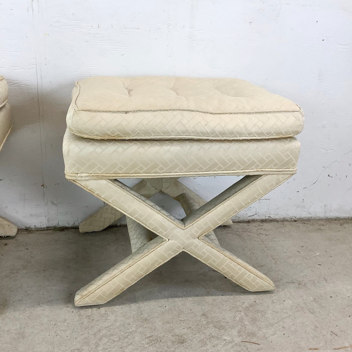 Pair Vintage X-Base Regency Benches