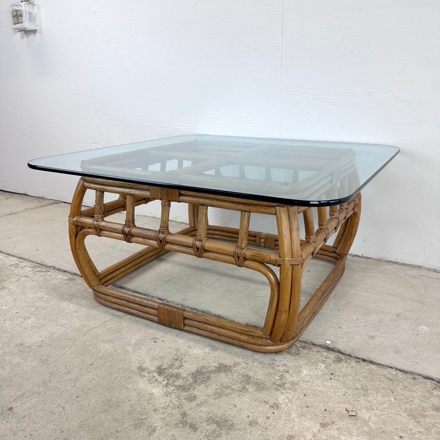 Ficks Reed Bamboo and Glass-Top Coffee Table,