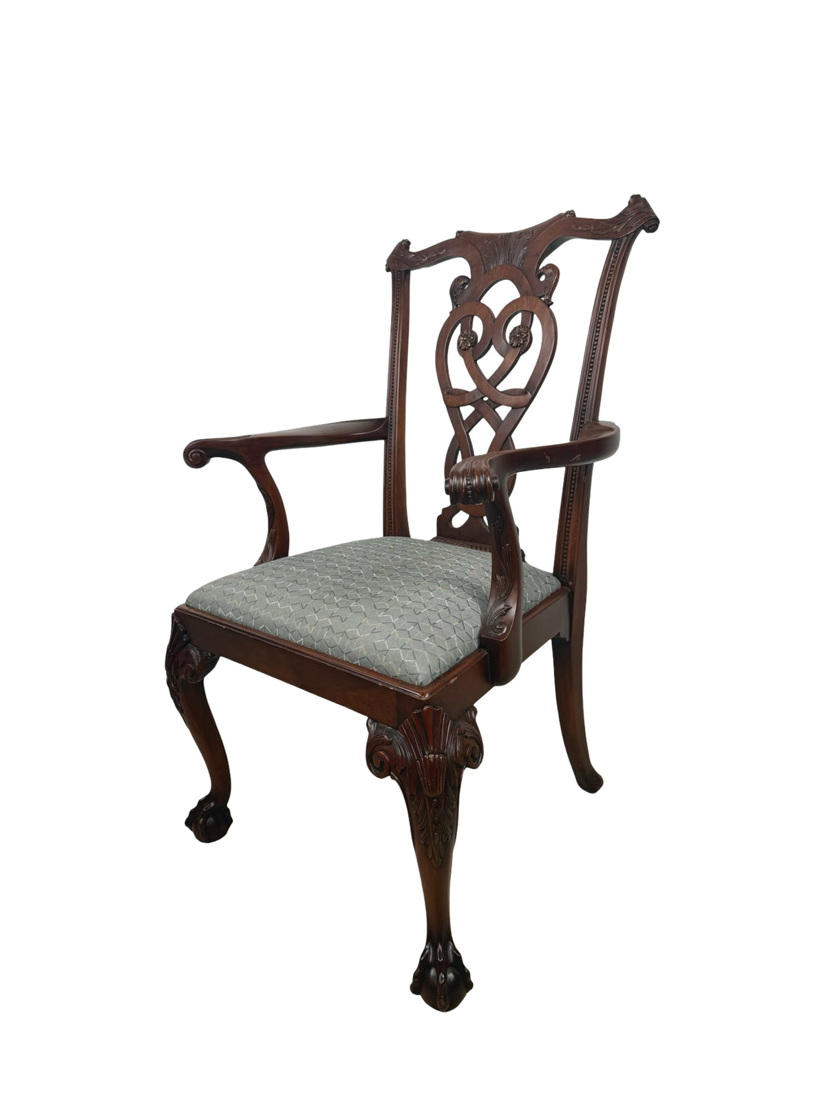 Vintage Maitland-Smith Chippendale Carved Armchair with Ball-and-Claw Feet