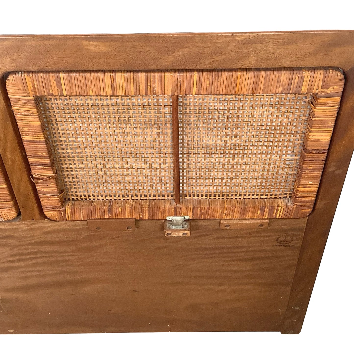 VintageModern Scandinavian Style Teak & Cane Full Headboard