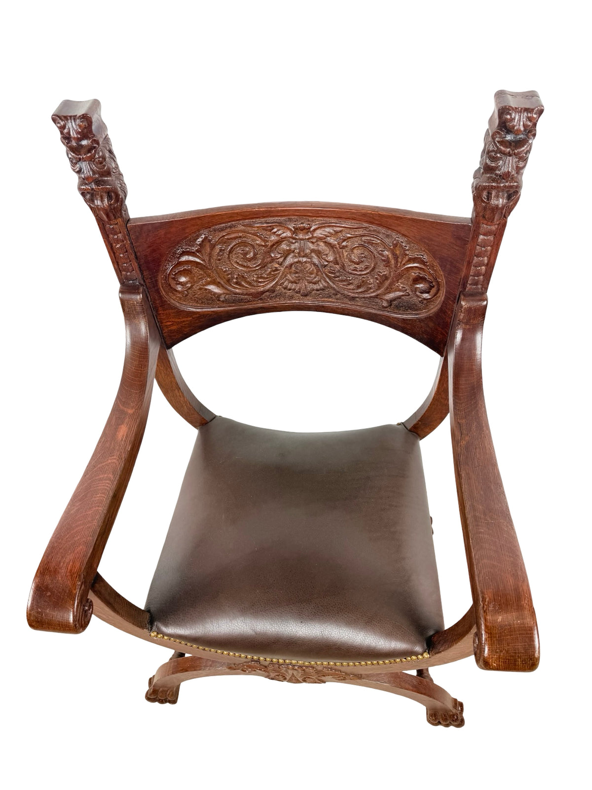 Vintage Renaissance Revival Savonarola X-Frame Accent Chair