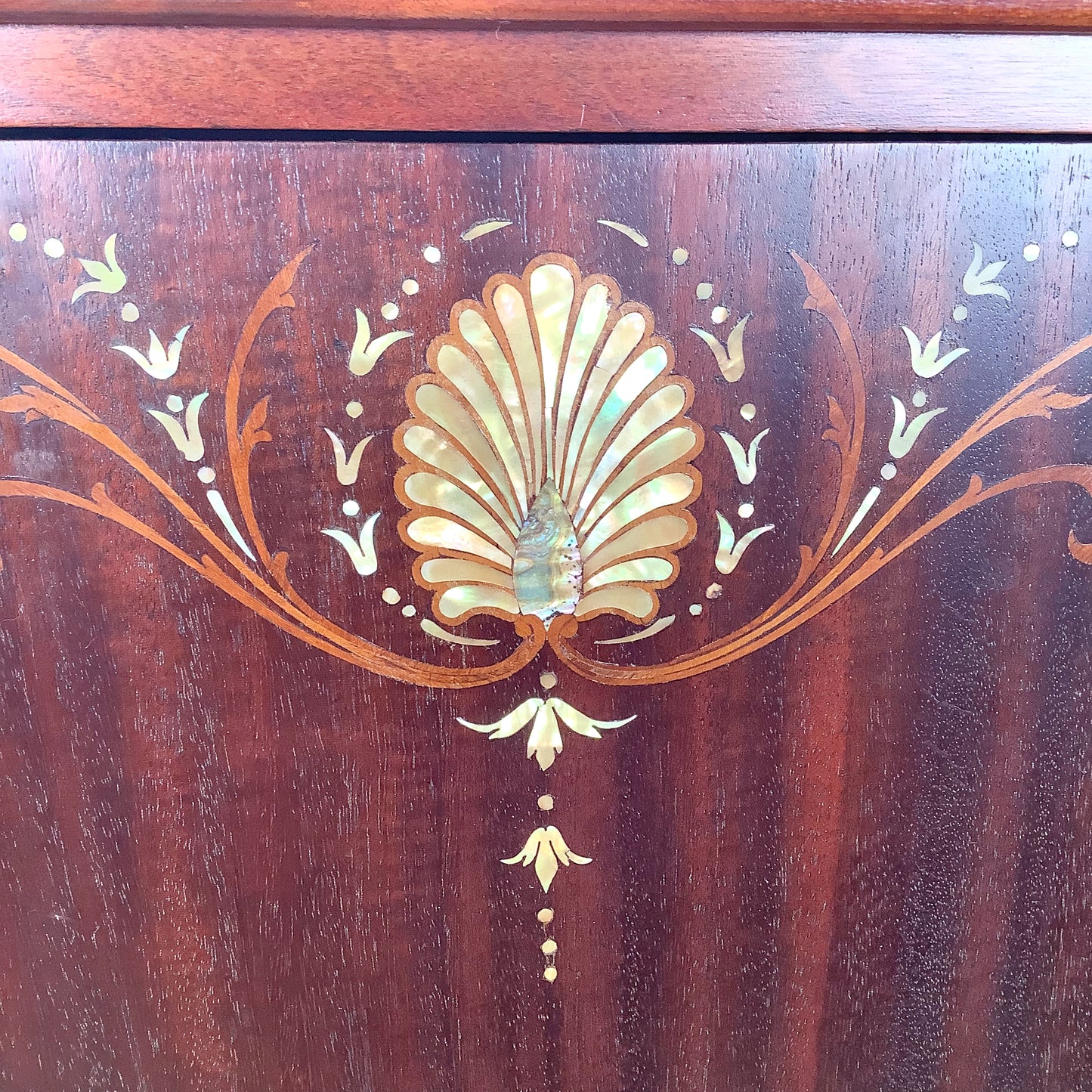 Edwardian Style Mahogany Music Cabinet | Marquetry Inlay | Cabriole Legs | 20th Century