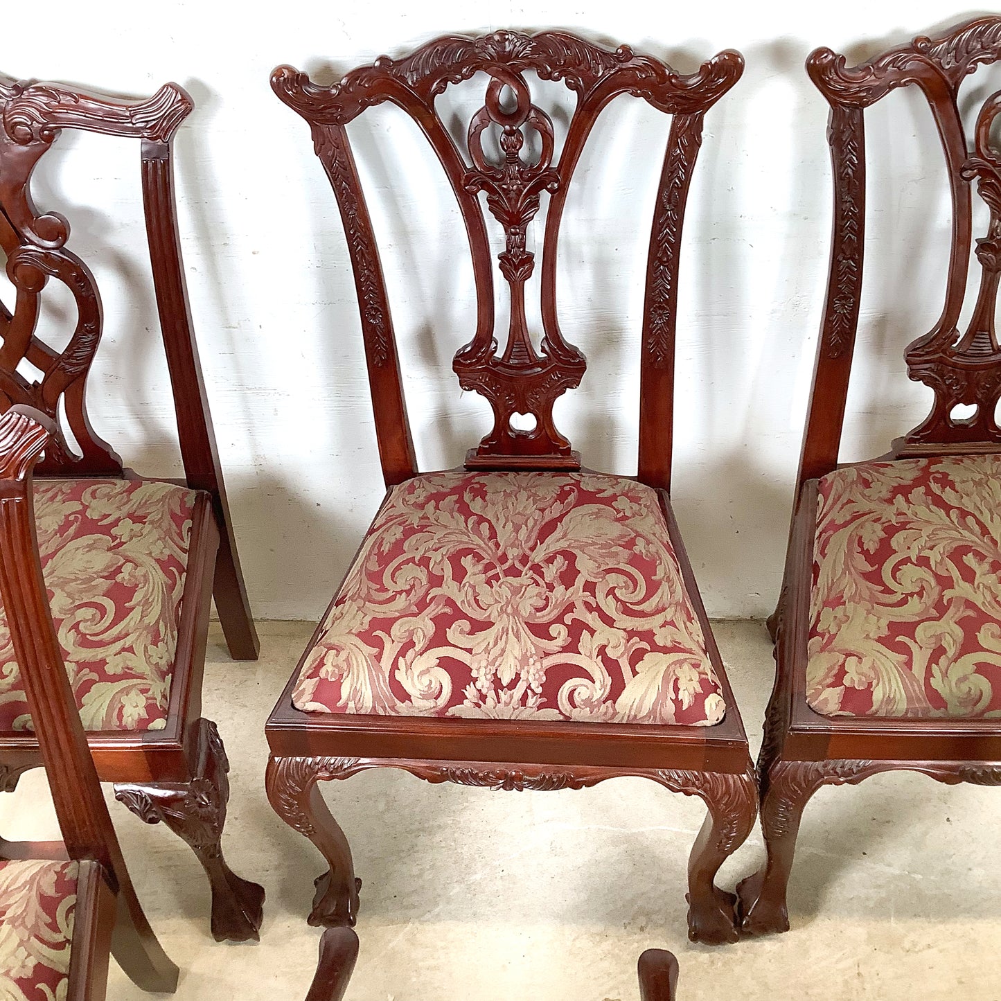 Set of Six Chippendale Style Mahogany Dining Chairs | Carved Splat Backs | Ball-and-Claw Feet