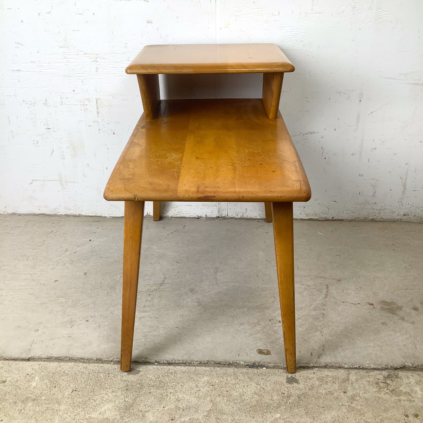 Vintage Heywood-Wakefield Birch Magazine Table | Mid-Century Wheat Finish End Table