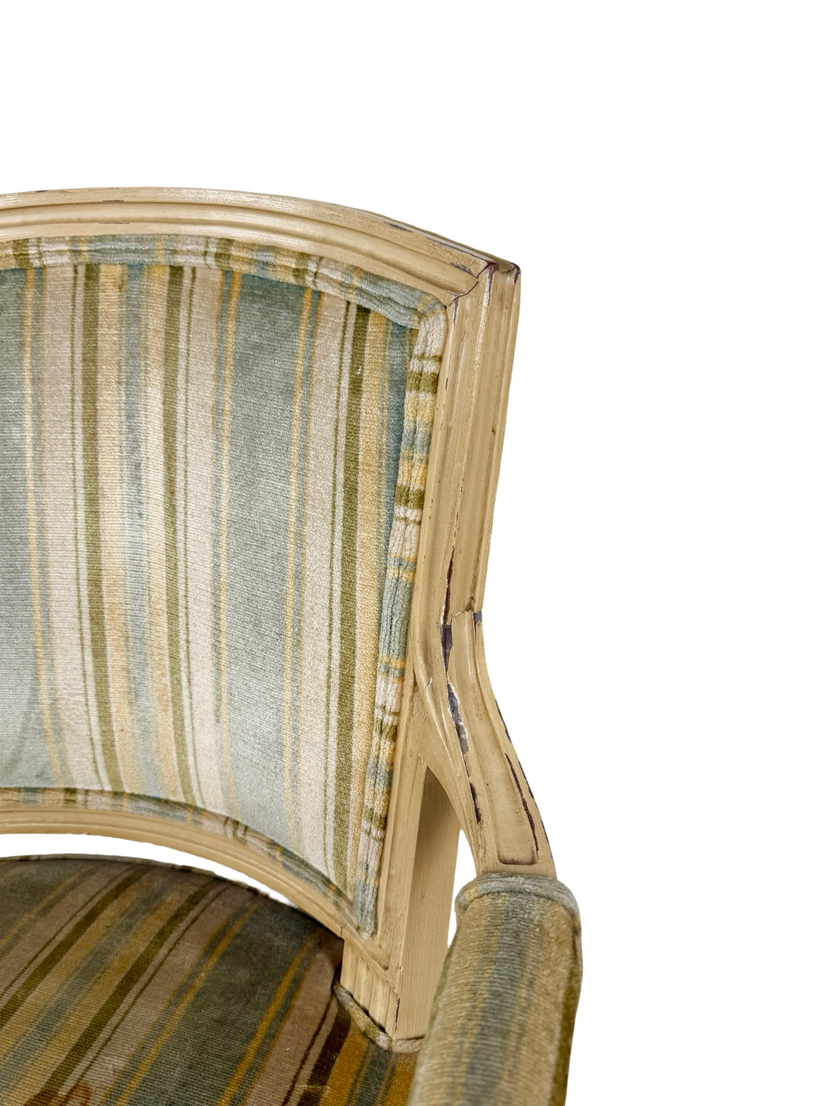 Vintage Neoclassical X-Back Side Chair with Striped Upholstered Seat