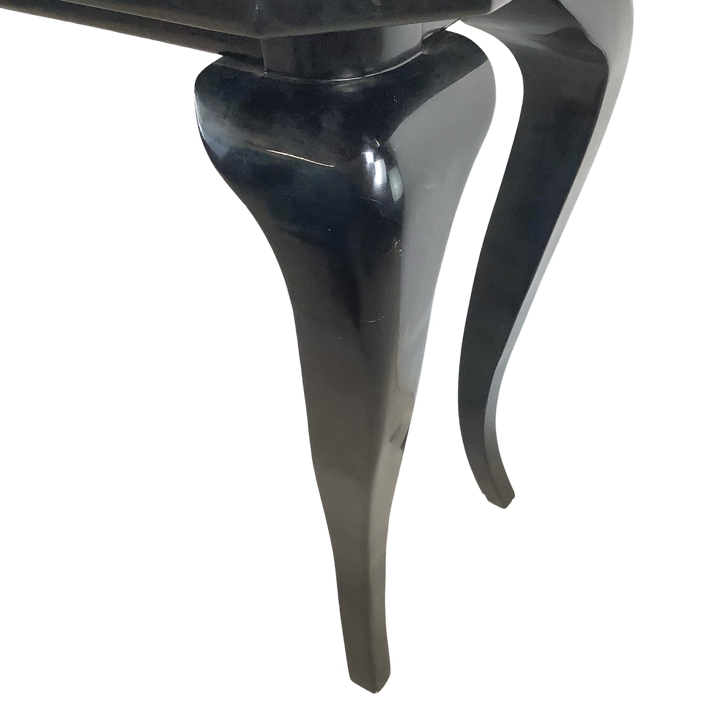 Postmodern Black Lacquer Console Table – Sculptural Legs