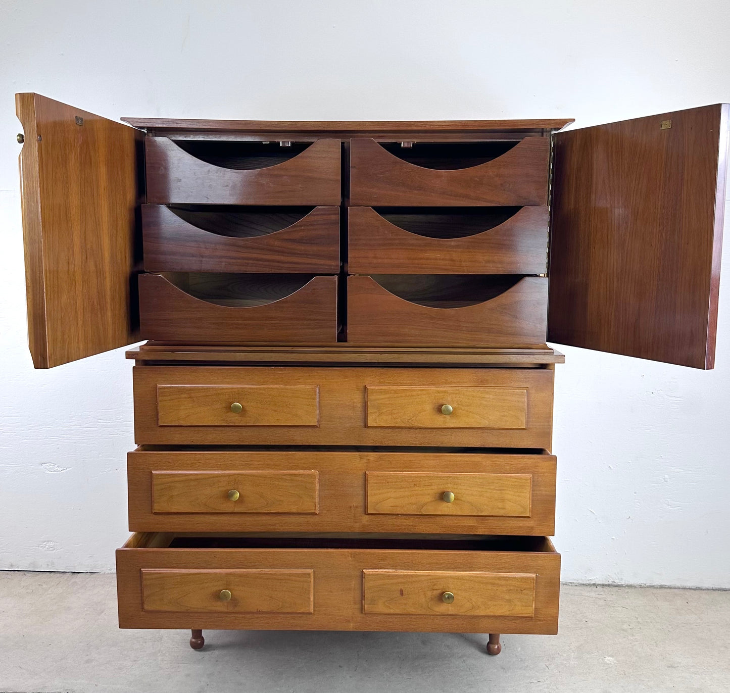 Mid-Century Highboy Dresser with Drumstick Legs