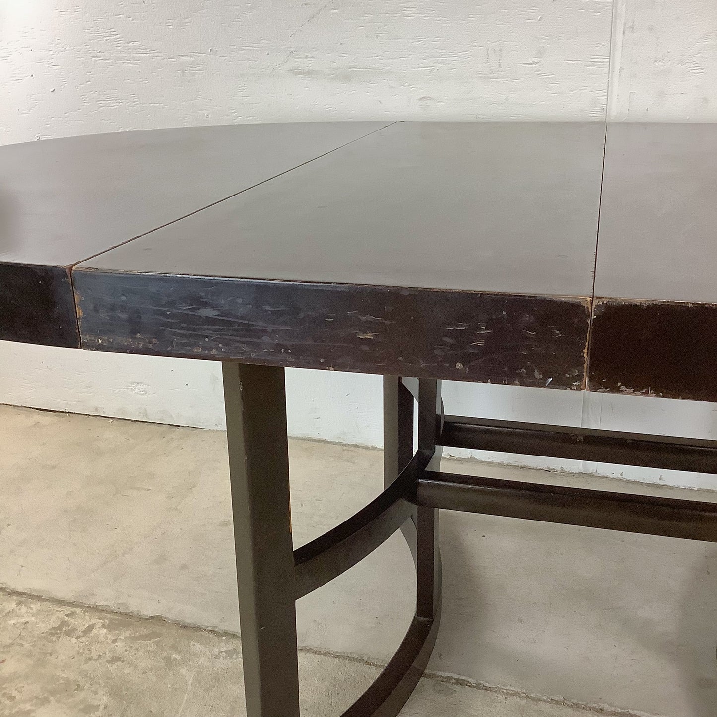 Ebonized Mahogany Round Extension Dining Table — Attributed to Paul T. Frankl