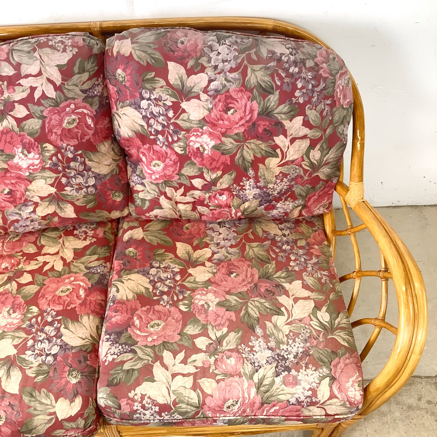 Vintage Architectural Boho Modern Rattan Sofa
