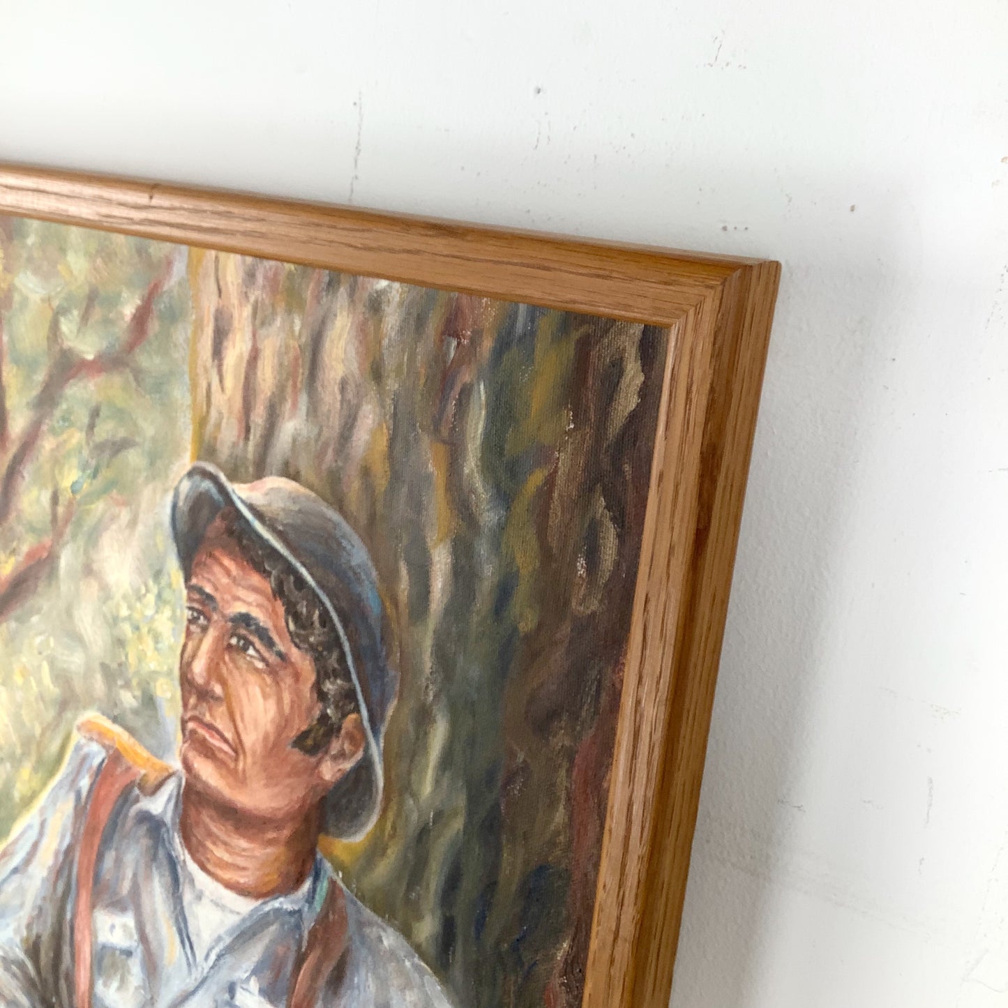 Mid-Century Figurative Oil Painting of Seated Woodsman — Jules Wisneski