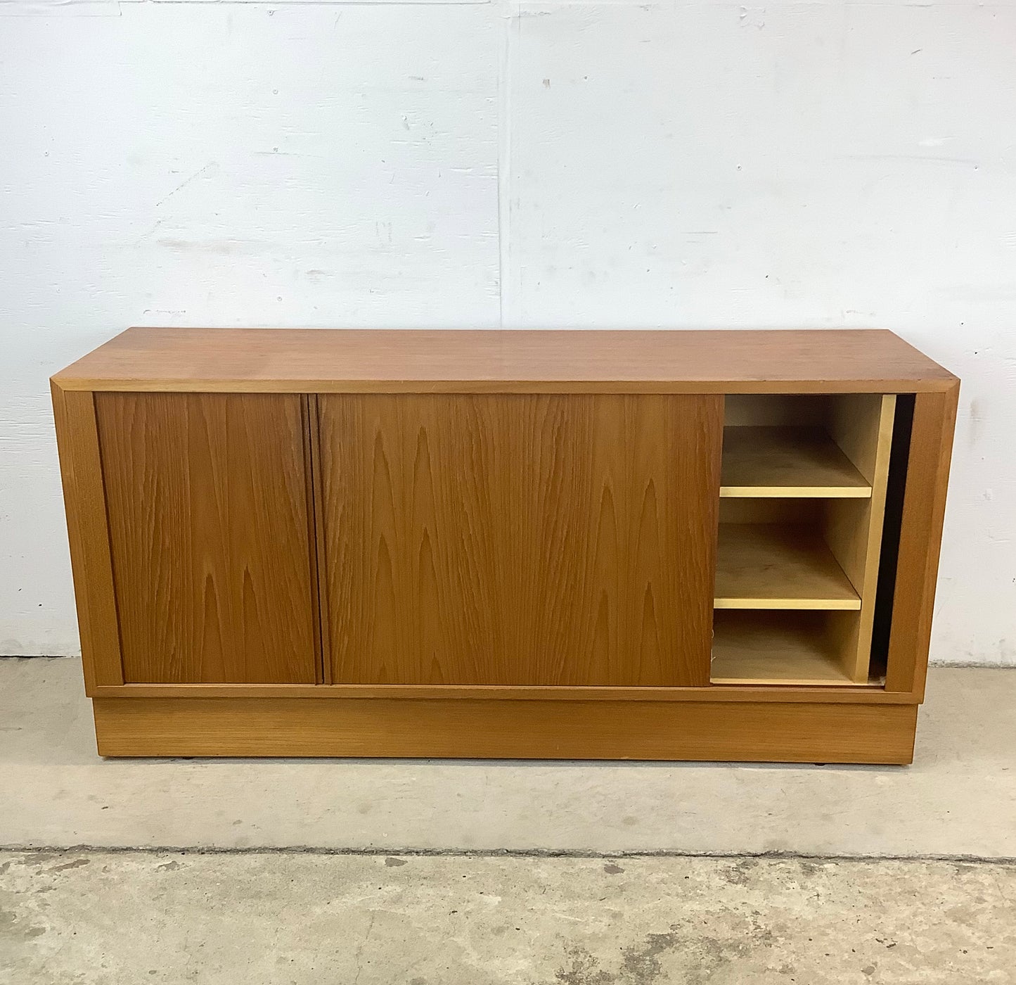 Scandinavian Modern Teak Credenza With Tambour Doors