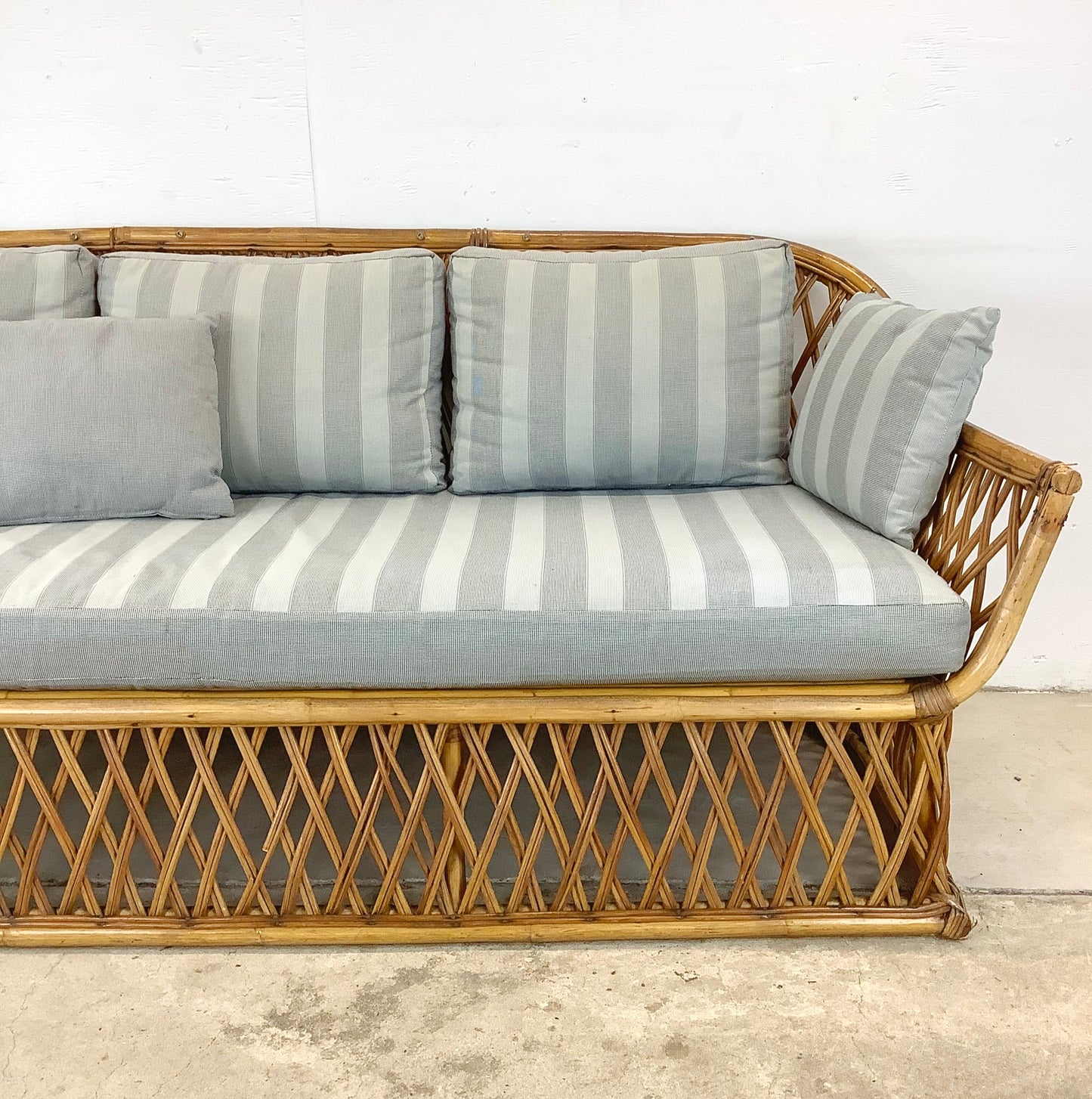 Vintage Boho Coastal Split Reed Sofa