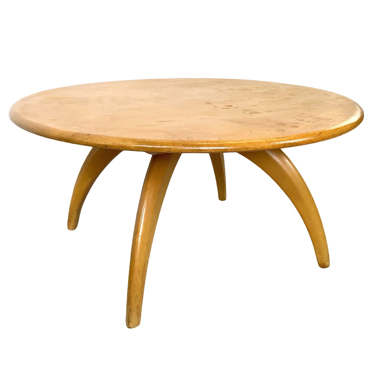 Heywood-Wakefield Solid Birch Lazy Susan Revolving Coffee Table (Wheat Finish)
