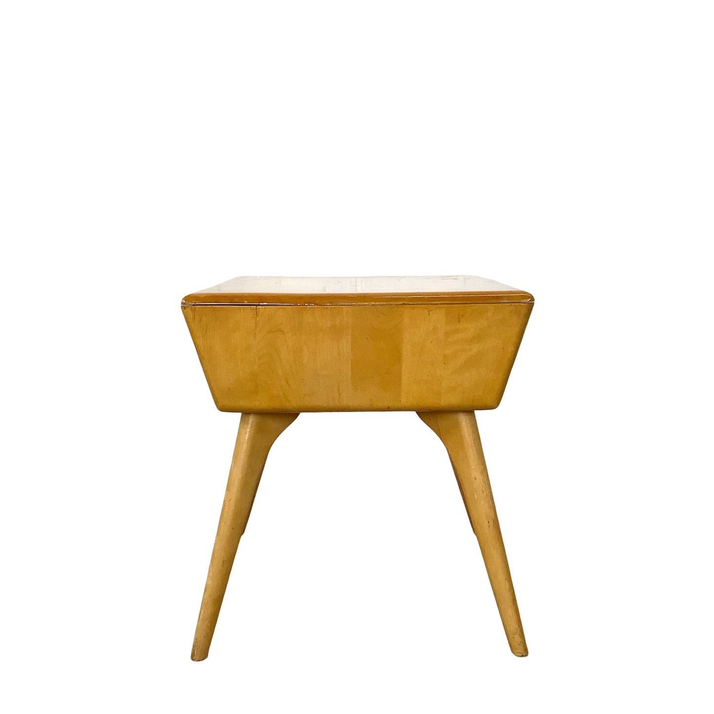 Heywood-Wakefield Solid Birch Encore Open Cubby Lamp Table (Wheat Finish)