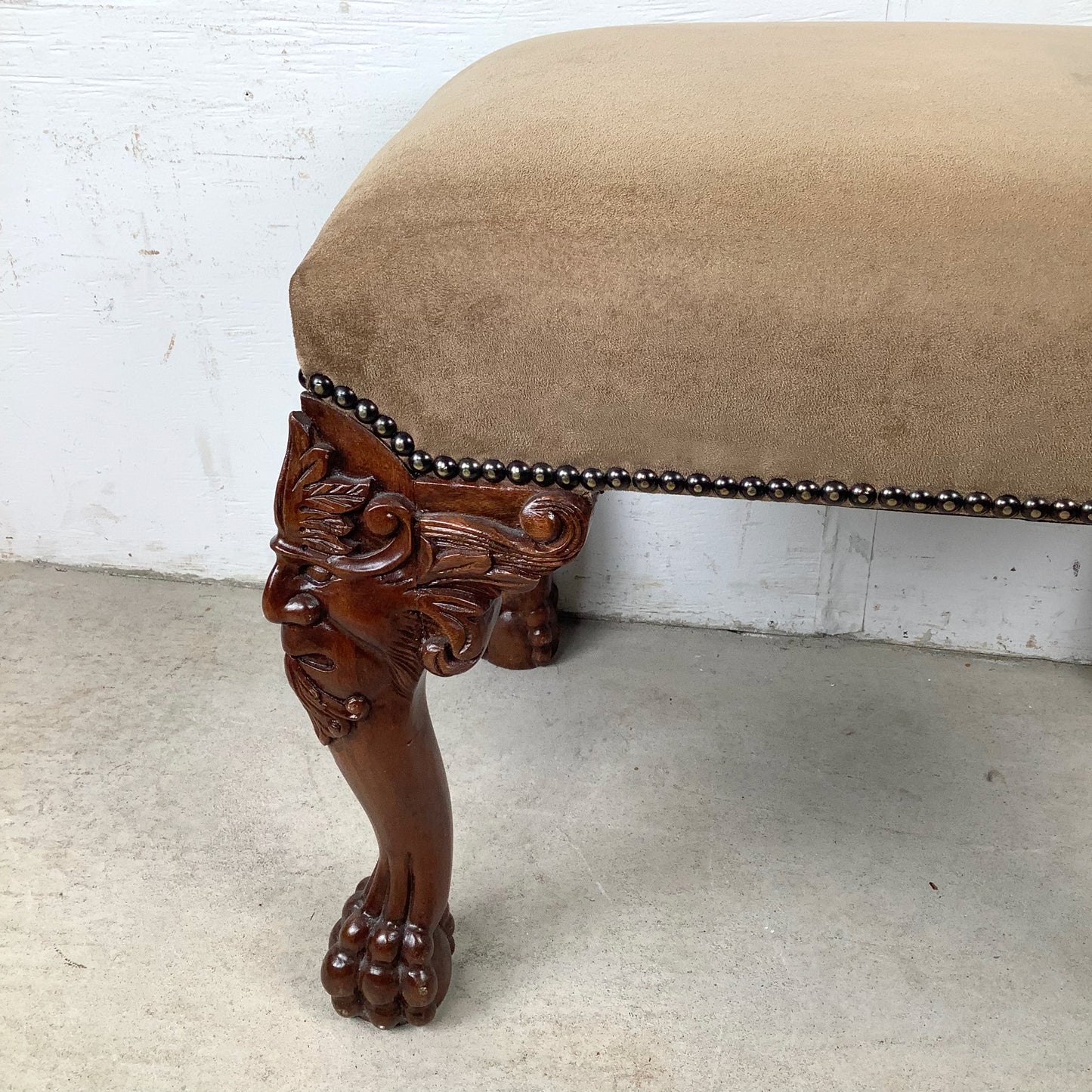 Gothic Revival Carved Grotesque Footstool
