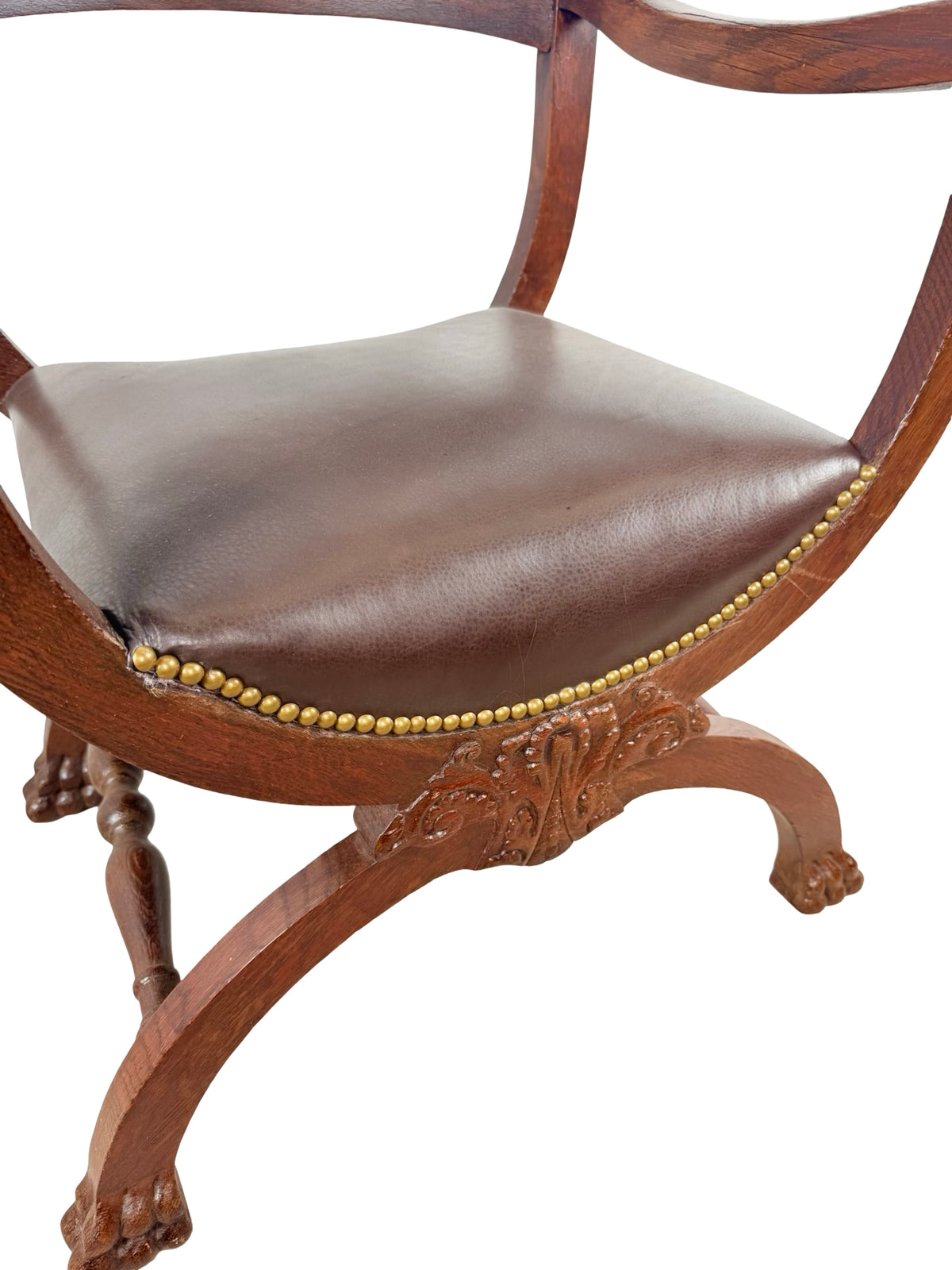 Vintage Renaissance Revival Savonarola X-Frame Accent Chair
