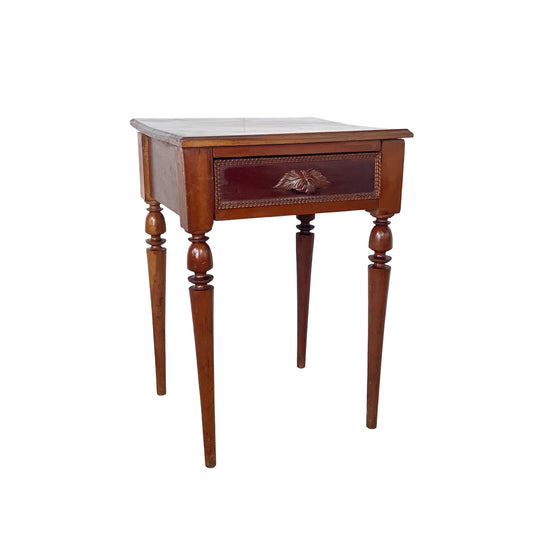 19th Century French Provincial Hand-Carved Walnut Side Table